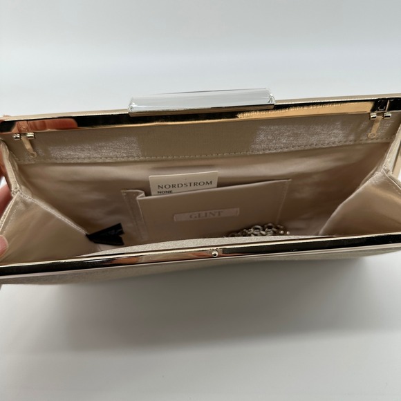 Glint Rhinestone Clasp Clutch Elegant Formal Evening Bag Champagne Party Wedding - Picture 8 of 13